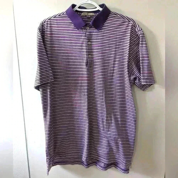 PETER MILLAR polo shirt for men size medium Purple and  White 100% cotton - Picture 1 of 8